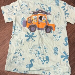 Adventure Print Kids Tee in Cream and Blue